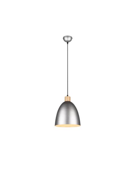 Lámpara de techo LED metal y madera Jagger titanio encendida