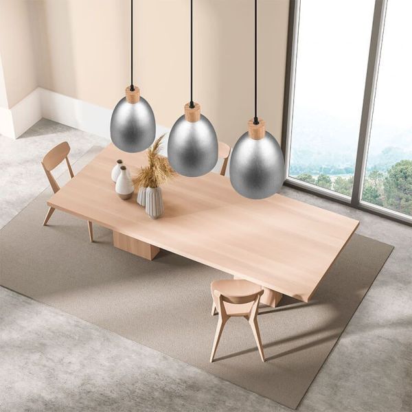 Lámpara de techo LED metal y madera Jagger negra ambiente