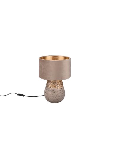 Lampe de table LED Kiran 60W en céramique et velours beige ou marron