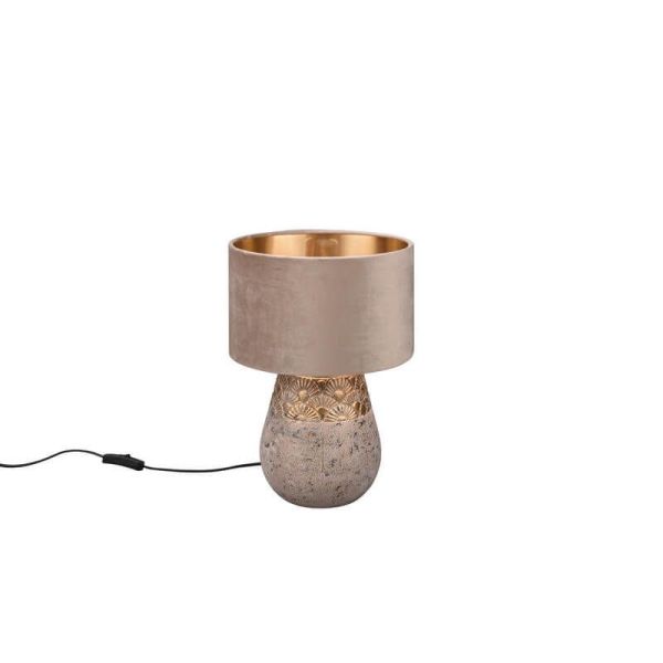 Lampe de table LED Kiran 60W en céramique et velours beige ou marron
