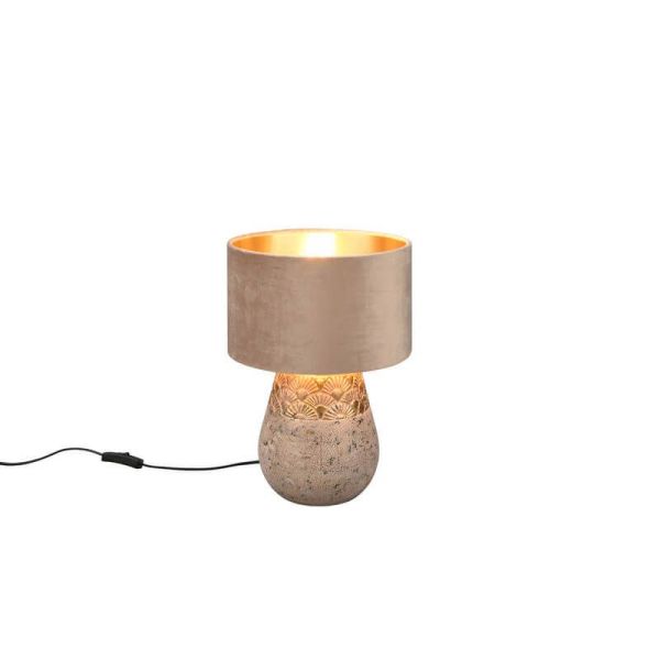 Lampe de table Kiran 60W en velours beige et céramique LED