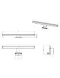 Aplique de pared LED Lino cromo pequeño  IP44 7,4W 3000K medidas