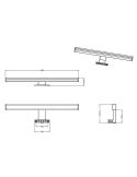 Aplique de pared LED Lino negro pequeño IP44 7,4W 3000K medidas