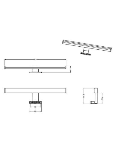 Aplique de pared LED Lino negro pequeño IP44 7,4W 3000K medidas