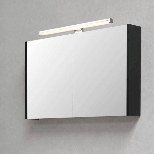 Aplique de pared LED Lino negro pequeño IP44 7,4W 3000K ambiente