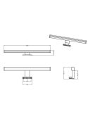Aplique de pared LED Lino negro grande IP44 7,4W 3000K medidas
