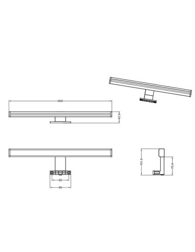 Grande applique murale LED Lino noire IP44 7,4W 3000K mesures
