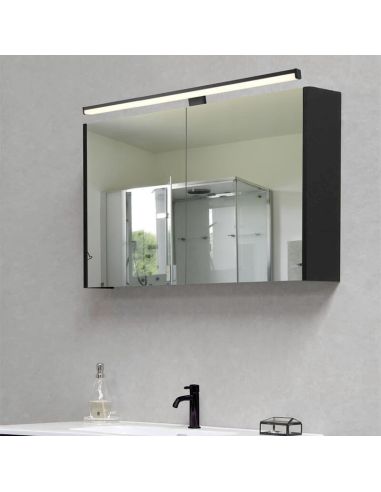 Aplique de pared LED Lino negro grande IP44 7,4W 3000K ambiente