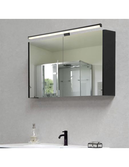 Aplique de pared LED Lino negro grande IP44 7,4W 3000K ambiente
