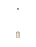 Lámpara colgante de techo de cristal Polverara Acero Negro/Vidrio ámbar 1XE27 18ø