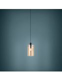 Lámpara colgante de techo de cristal Polverara Acero Negro/Vidrio ámbar 1XE27 18ø ambiente