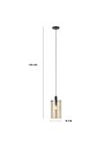 Lámpara colgante de techo de cristal Polverara Acero Negro/Vidrio ámbar 1XE27 18ø medidas