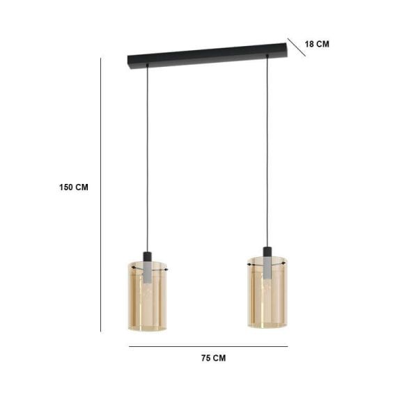 Lampe à suspension en verre Polverara...