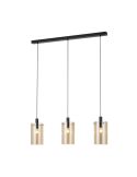 Luminária pendente de teto de vidro Polverara Preto Aço/Vidro Âmbar 3XE27 18ø