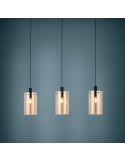 Lampe à suspension en verre Polverara Acier Noir/Verre Ambré 3XE27 18ø ambiance