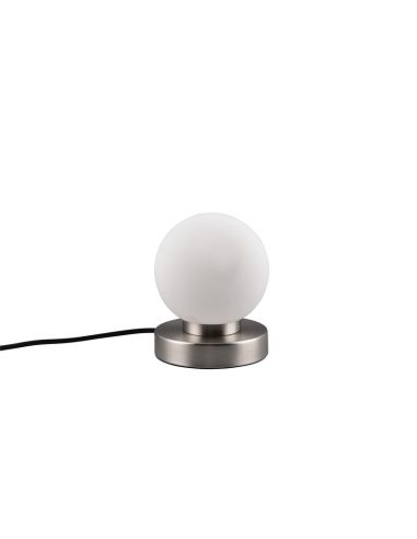 Candeeiro de mesa LED com abajur redondo preto Prinz II níquel