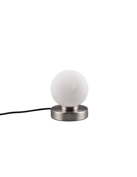 Lámpara de sobremesa LED pantalla redonda negro Prinz II niquel apagado