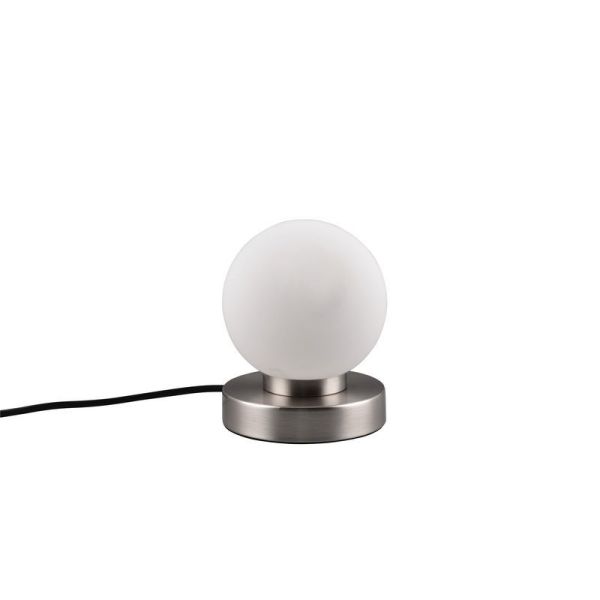 Candeeiro de mesa LED com abajur redondo preto Prinz II níquel