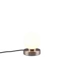 Candeeiro de mesa LED com abajur redondo preto Prinz II níquel