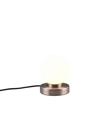 Lampe de table LED avec abat-jour rond noir Prinz II nickel