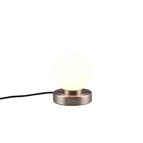 Lampe de table LED avec abat-jour rond noir Prinz II nickel