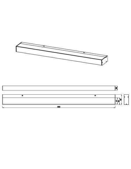 Aplique de pared LED Rocco negro pequeño IP44 medidas