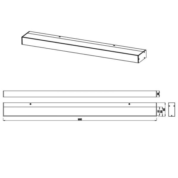 Aplique de pared LED Rocco negro pequeño IP44 medidas
