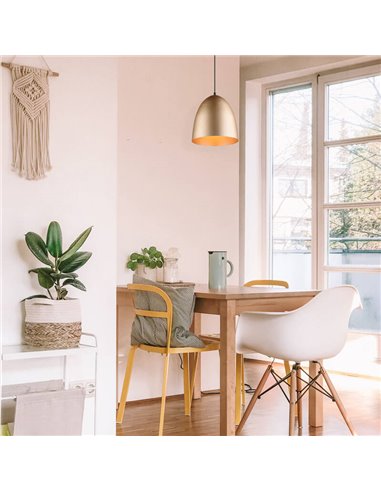 Lámpara de techo LED metal grande altura ajustable 40W Tilda dorado ambiente