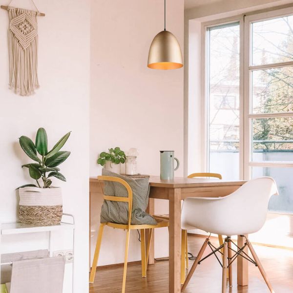 Lámpara de techo LED metal grande altura ajustable 40W Tilda dorado ambiente