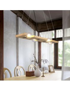 Lámpara de techo LED de madera altura ajustable 4 luces Tailor 2