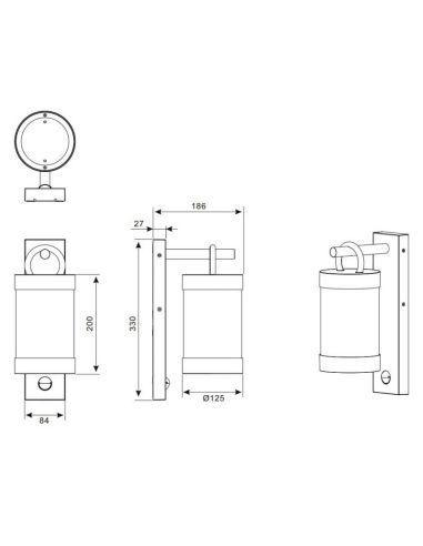 Aplique exterior con sensor de movimiento Sambesi 204169124 Medidas | LeonLeds