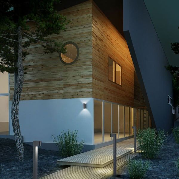 Aplique de pared LED curvo Roya Color óxido IP44 ambiente
