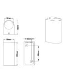 Aplique de pared LED curvo Roya IP44 medidas