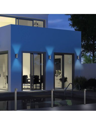 Aplique de pared LED rectangular Roya marrón IP44 ambiente