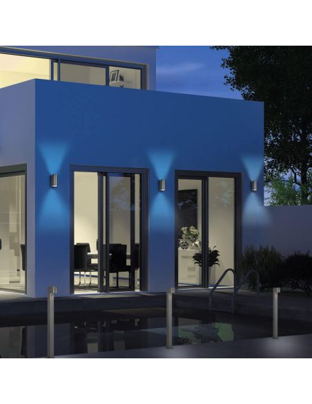 Aplique de pared LED rectangular Roya marrón IP44 ambiente