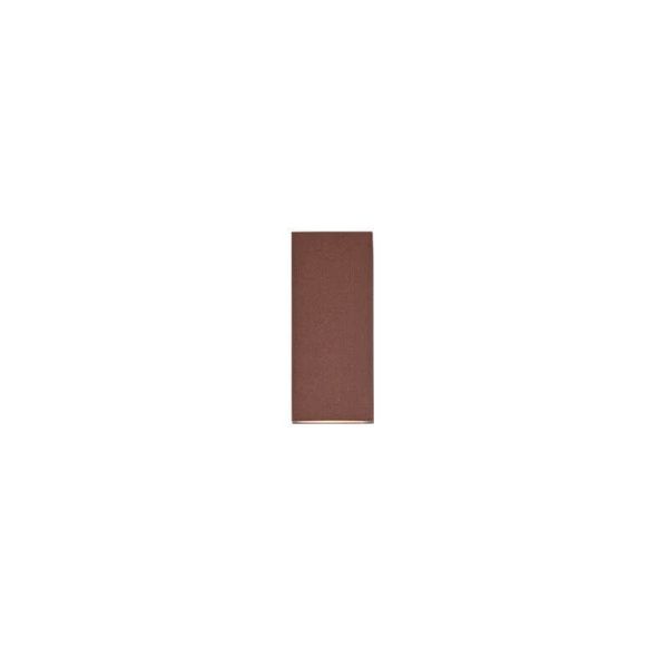 Aplique de pared LED rectangular Roya marrón IP44 de frente encendida
