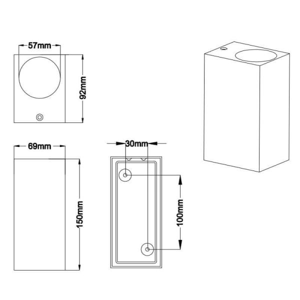 Aplique de pared LED rectangular Roya varios colores IP44