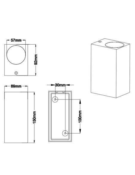 Luminária de parede externa retangular LED antracite Roya IP44