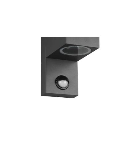 Applique LED carrée Roya avec détecteur de mouvement et détail de 2 lumières d'ambiance IP44