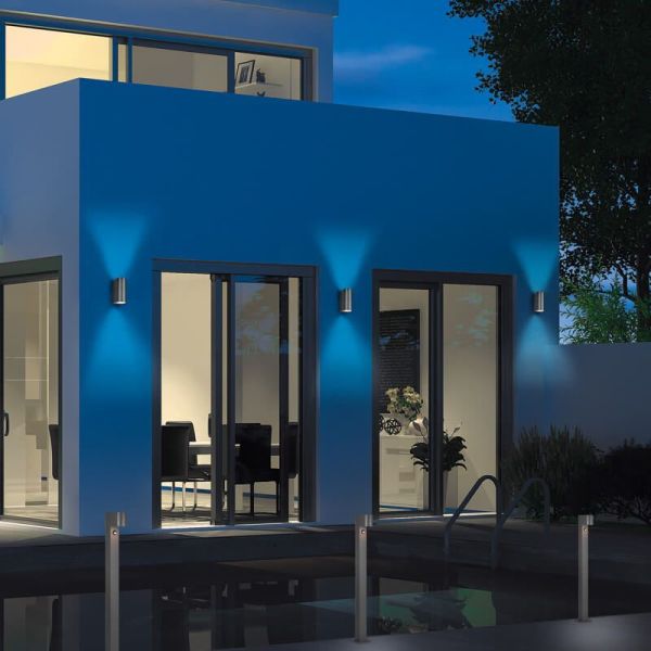 Aplique de pared LED cuadrado con sensor de movimiento Roya con 2 Luces IP44 ambiente ambiente