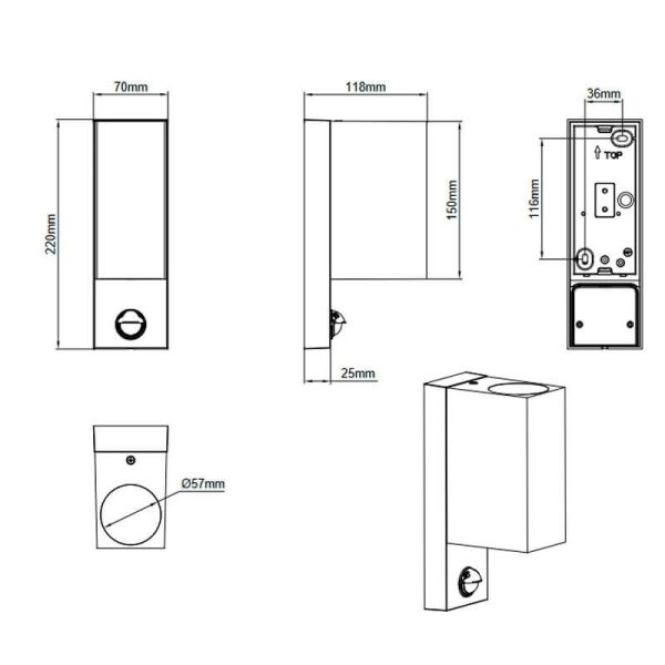 Aplique de pared LED cuadrado con...