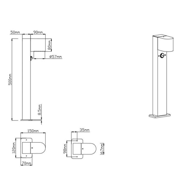 Baliza LED exterior pequeña con y sin sensor de movimiento Roya IP44 medidas