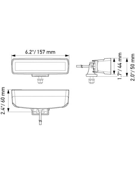 Barra LED rectangular de trabajo Black Magic Cube 6,2" 12V/24V 2.880Lm 1 Unds. con cable Hella 1FB 358 176-201 | LeonLeds