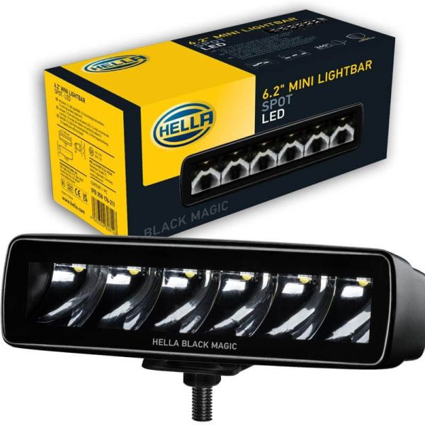 Barra LED rectangulaire à longue portée Black Magic Cube 6,2" 12V/24V 1 600 lm 1 unité Deutsch Hella 1FB 358 176-211 | LeonLeds