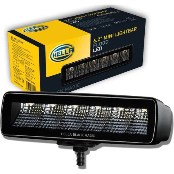 Barra LED rectangular de trabajo Black Magic Cube 6,2" 12V/24V 2.880Lm 1 Unds. con cable Hella 1FB 358 176-201 | LeonLeds
