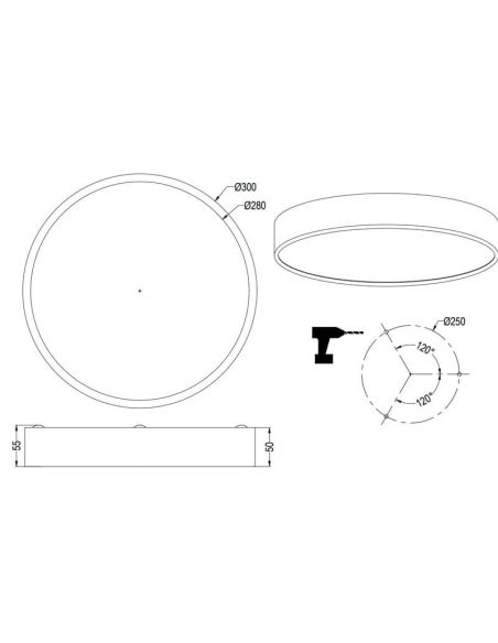 Fiche technique Waco petit plafonnier LED blanc 28W 3200lm dimmable