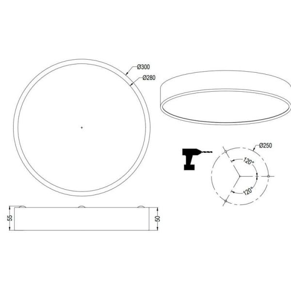 Fiche technique Waco petit plafonnier LED blanc 28W 3200lm dimmable