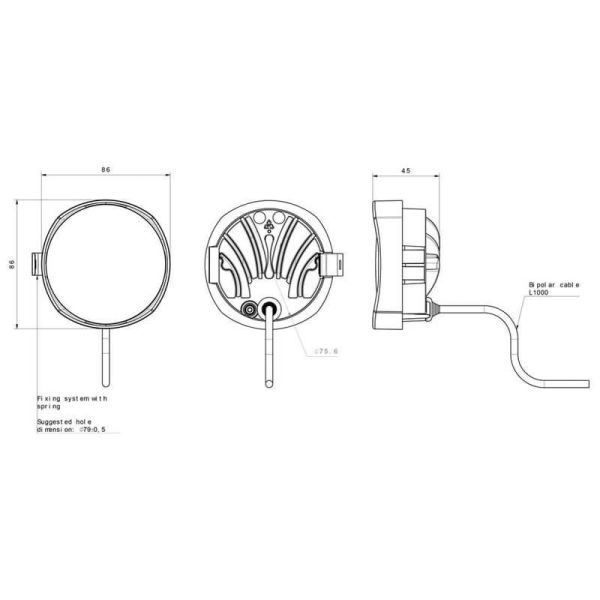 Faro LED de trabajo empotrable para Landini RC850 con cable Cea | LeonLeds