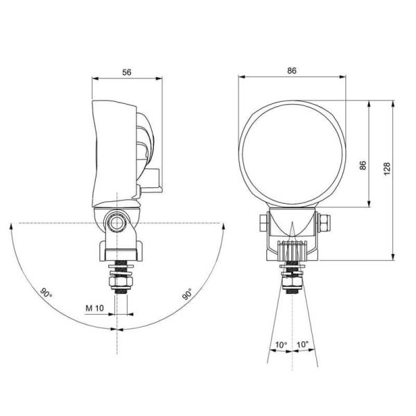 Faro LED de trabajo con soporte Swivel para Landini RC850 con conector Cea | LeonLeds