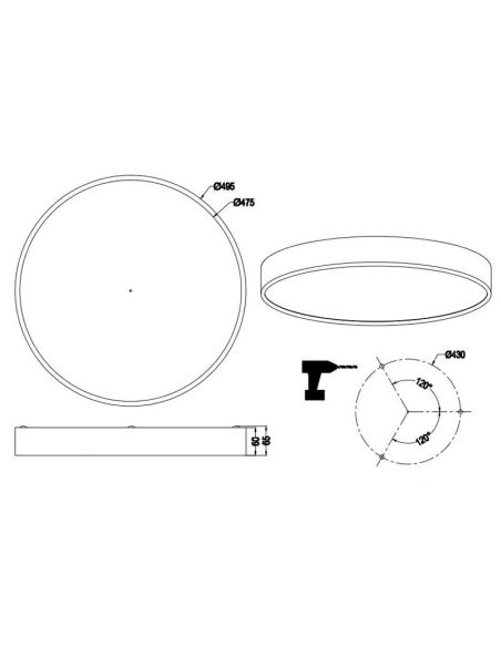 Plafon LED redondo Waco branco médio ficha técnica